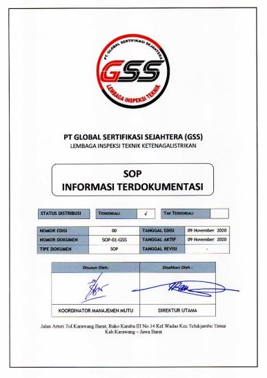 Standar Operasi Prosedur - PT Global Sertifikasi Sejahtera - SOP INFORMASI TERDOKUMENTASI