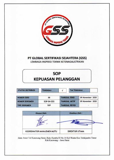 Standar Operasi Prosedur - PT Global Sertifikasi Sejahtera - SOP KEPUASAN PELANGGAN
