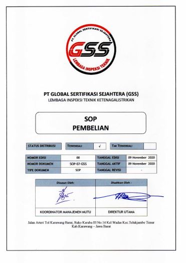 Standar Operasi Prosedur - PT Global Sertifikasi Sejahtera - SOP PEMBELIAN