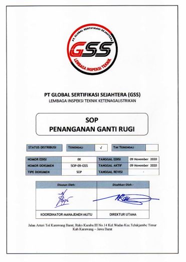 Standar Operasi Prosedur - PT Global Sertifikasi Sejahtera - SOP PENANGANAN GANTI RUGI