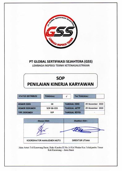 Standar Operasi Prosedur - PT Global Sertifikasi Sejahtera - SOP PENILAIAN KINERJA KARYAWAN