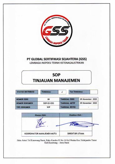 Standar Operasi Prosedur - PT Global Sertifikasi Sejahtera - SOP TINJAUAN MANAJEMEN